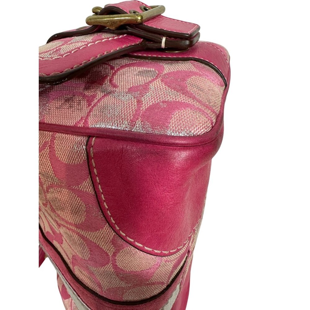 Vintage Coach Signature Pink Metallic Silver Splash Boston Satchel Bag Y2K 2186 - Picture 16 of 16